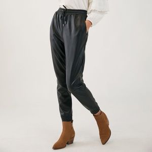 Anthropologie faux leather joggers